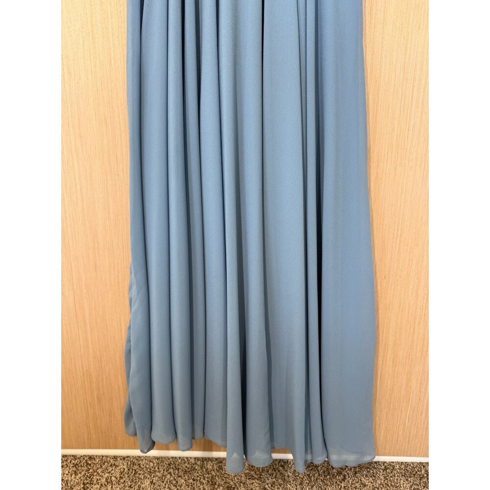 NEW Lulus All About Love Chiffon Maxi Dress Womens Size Large Pleated Slate Blue - Picture 3 of 12
